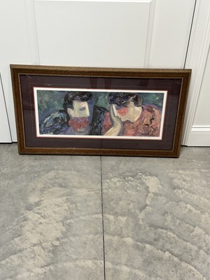 BARBARA  A. WOOD MAN GIVING WOMAN ROSES LIMITED EDITION SIGNED LITHOGRAPH