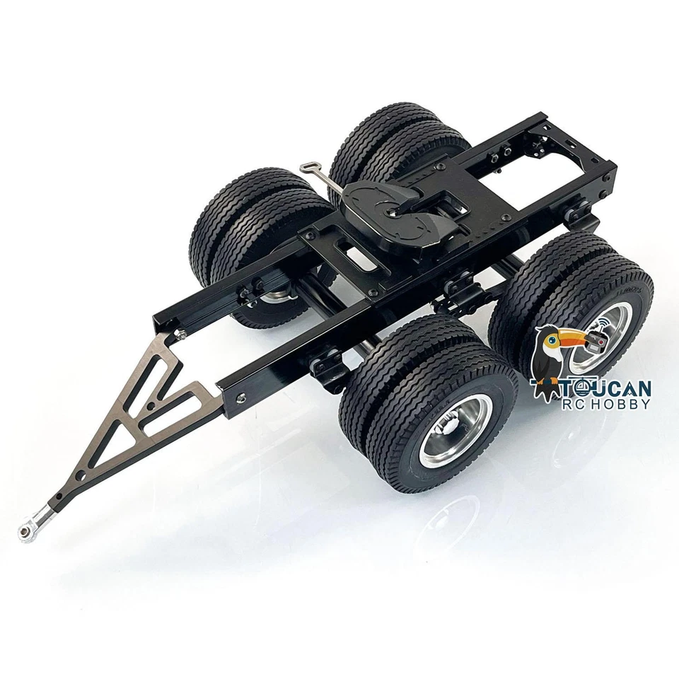 2 Axles Trailer Fifth Wheel for DIY Tamiya LESU 1/14 RC Dumper Truck Tractor Car - Image 3 of 4