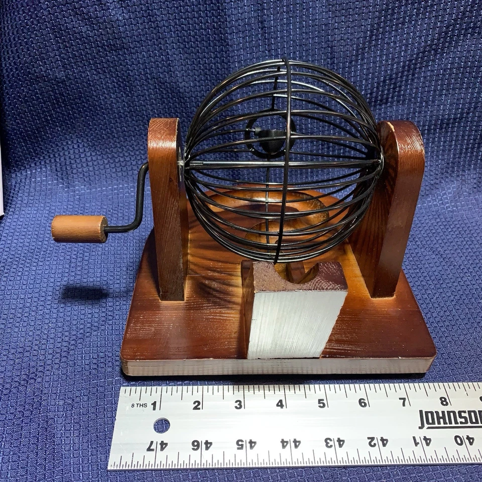 Solid Wood Bingo Set - Original Box - Complete  Looks & Works GREAT - See Video - Image 4 of 4