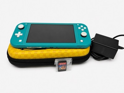 Nintendo Switch Lite Turquoise Handheld Console 32GB w/ Case, AC Adapter, Game
