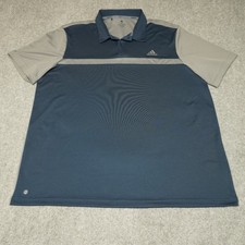 Adidas Men's Polo Shirt Navy Blue Gray 2XL Performance Moisture-Wicking