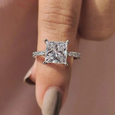 3 CT Princess Cut VVS1 Moissanite Engagement Ring 925 Sterling Silver For Women