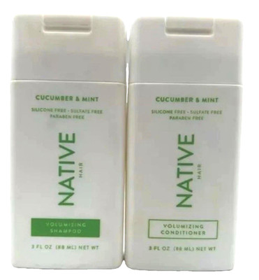 2pk Native Volumizing Shampoo & Conditioner Cucumber & Mint Travel Size 3 fl oz