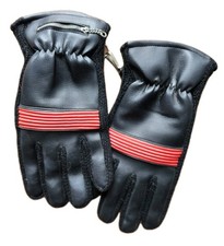 VTG 1960s- 70s Black Vinyl Leather Winter Gloves 100 Rayon Lining Zipper Sz S