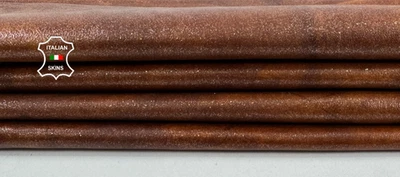 Marron Antique Bouleversé Scintillement Imprimé Chèvre Cuir 2 skins 7 + Sqf - Photo 1/4