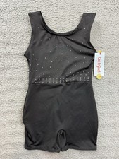 Cat  Jack Girls Youth Medium 8 Gymnastics Dance Pull on Jewel Biketard Black