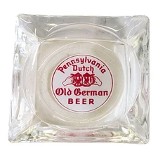 Rare Pennsylvania Dutch Old German Beer Ashtray Reading PA 3.5" Crystal Clear