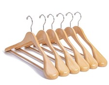 Luxury Natural Wooden Suit Hangers - 6 Pack - Wood Coat Hangers,Jacket Outerw...