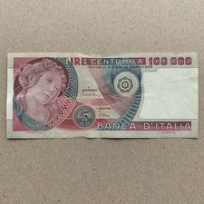 Italy 100000 Lire Banknote * Botticelli * 1978 Italian Currency. Rome, Italia.