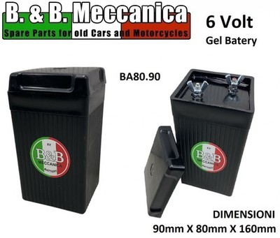 BA80.90 BLACK BATTERY 6 VOLT TYPE 3R2 GEL MOTORCYCLE WHITE 125 SKY ARROW