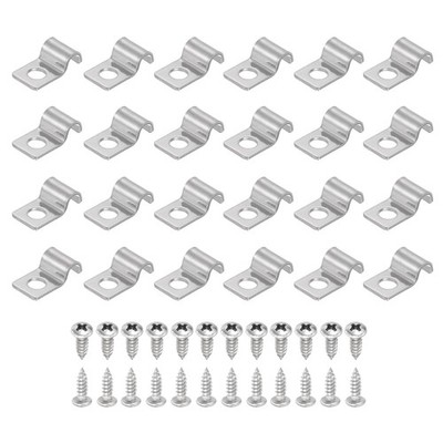 24Pcs 5mm(3/16'') One Hole Rigid Pipe Strap with Screws, Silver