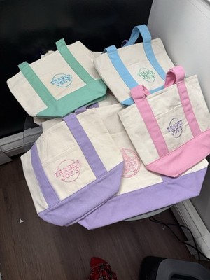 Trader Joe's Foldable Canvas Reusable Shopping Bags Multicolor Set of 5