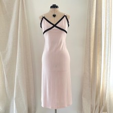 Women's Pink Babydoll Slip Nightgown Dress Large Ribbed Lace Trim y2k Coquette