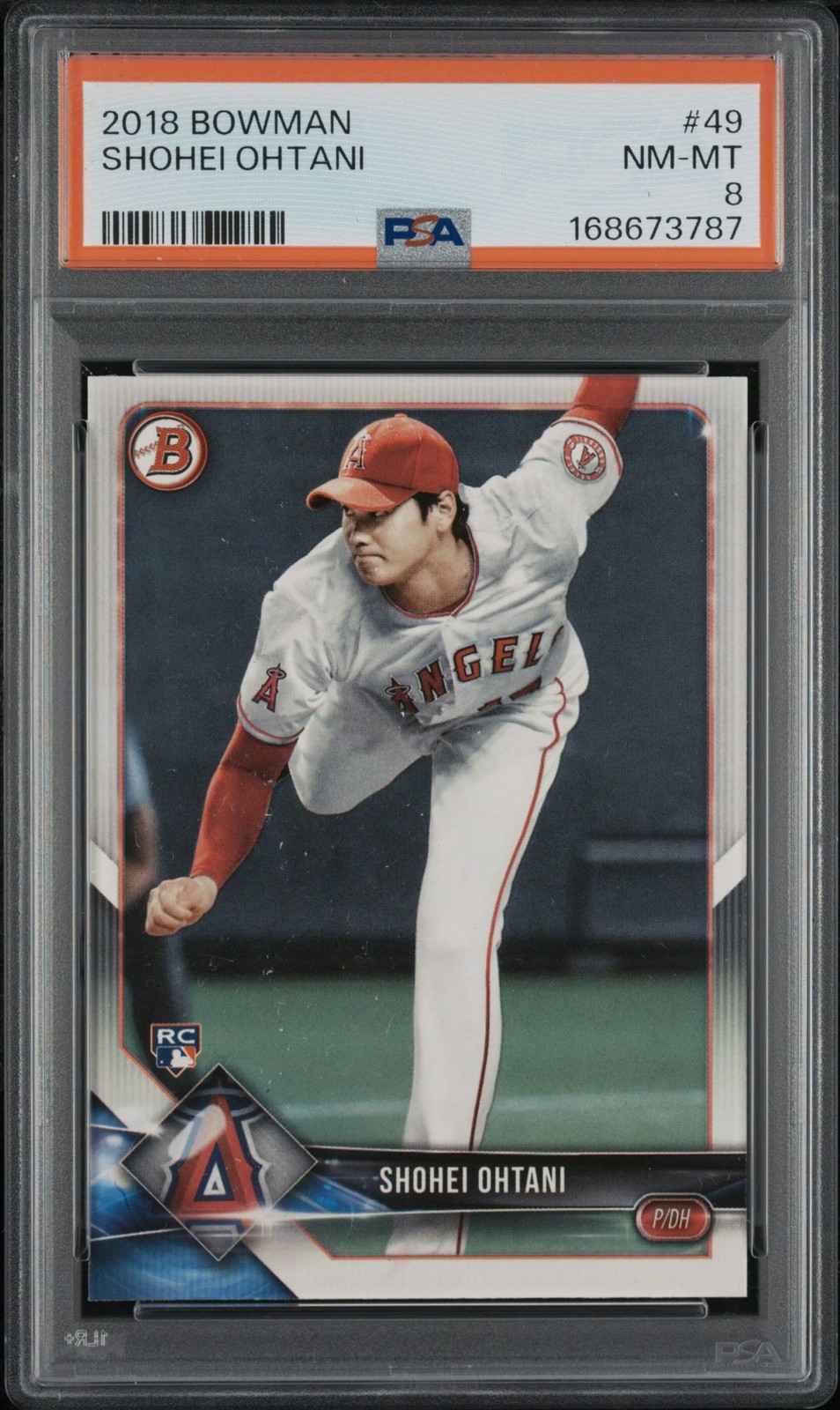 2018 Bowman Baseball Shohei Ohtani Base Paper RC #49 PSA 8