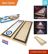 GoSports 2-in-1 Shuffleboard Curling Tabletop Game Solid Wood, 45" x 13"