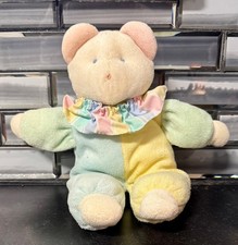VTG Eden Pastel Terry Cloth Teddy Bear Plush Clown Collar 12 Colorblock Baby