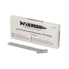 Image of Fixman Galvanised Smooth Shank Nails 18G 5000pk 12 x 1.25 mm For Staplers