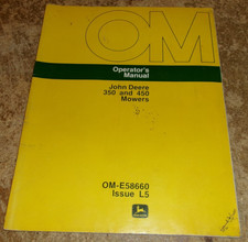 vintage john deere 350/450 mowers operators manual good used