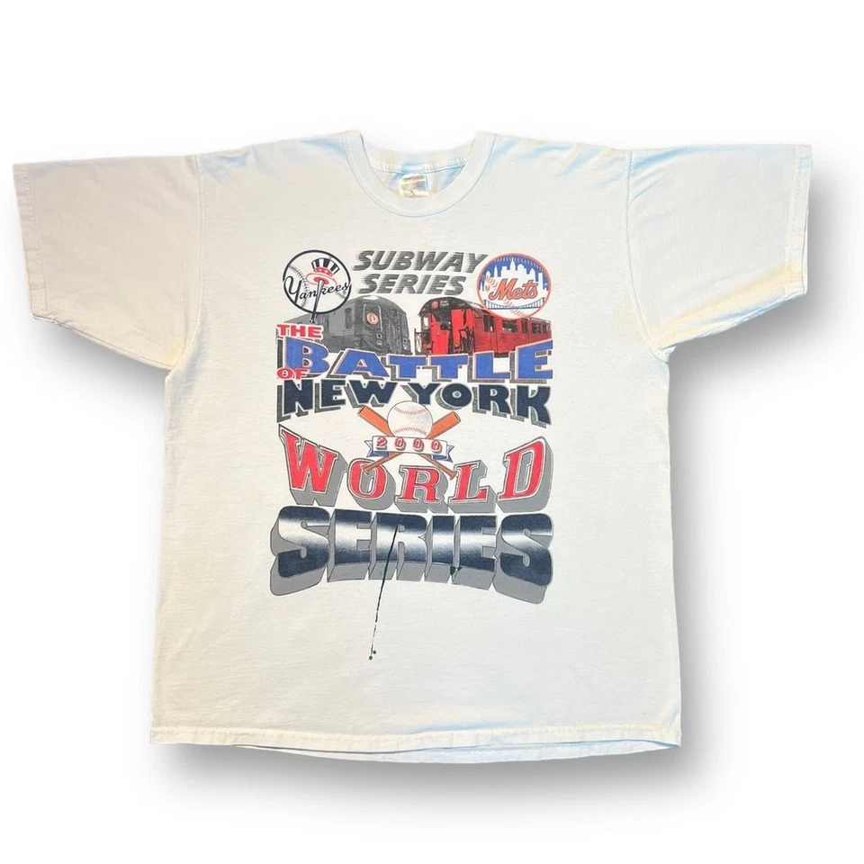 Camiseta deportiva de béisbol blanca XL vintage Y2K New York Yankees Mets MLB Foto 4 de 4