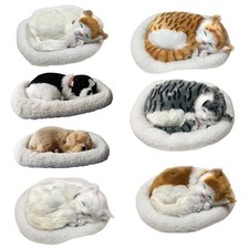 ɪRealistic Sleeping Cat Toy Breathing Cat Stuffed Animal Doll With Mat Plush