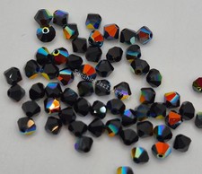 Swarovski Crystal Jet Black AB Bicone Beads; 3mm, 4mm, 6mm, 8mm, or 10mm