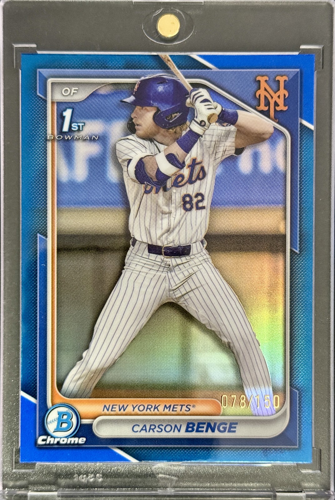 Carson Benge TRUE BLUE REFRACTOR #/150 2024 1st BOWMAN 🔥 CHROME PROSPECT METS