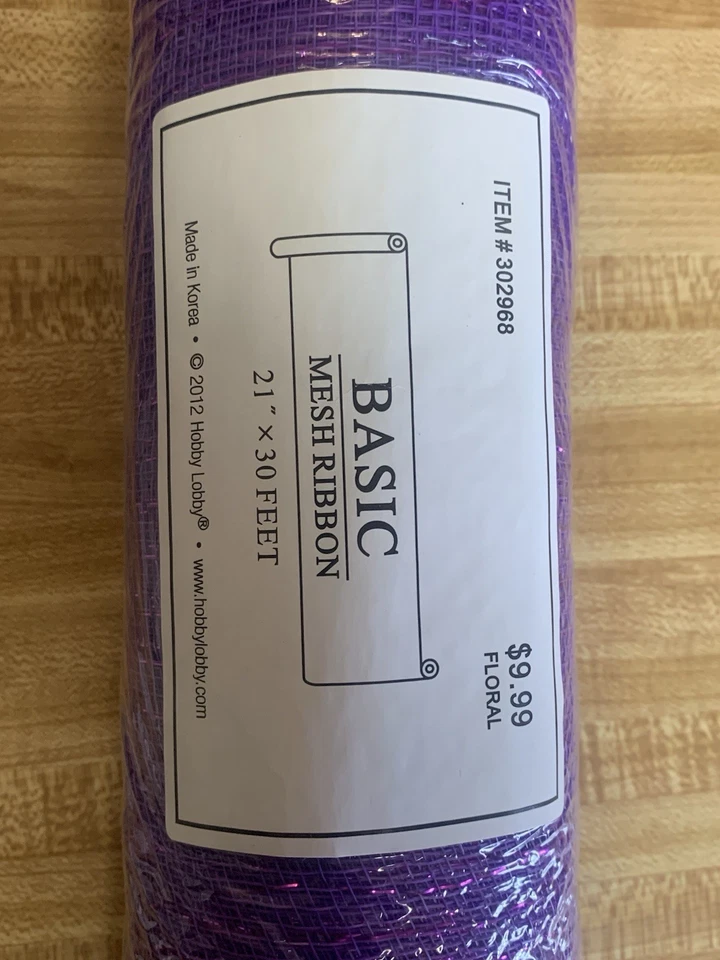 Cinta de malla púrpura decorativa metálica 21" X 30’ pies #302968 floral básico - nuevo paquete de 2 Foto 4 de 4