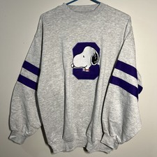 Vintage Toon Time Snoopy Charlie Brown Graphic Ringer Sweatshirt Unisex Size Lg