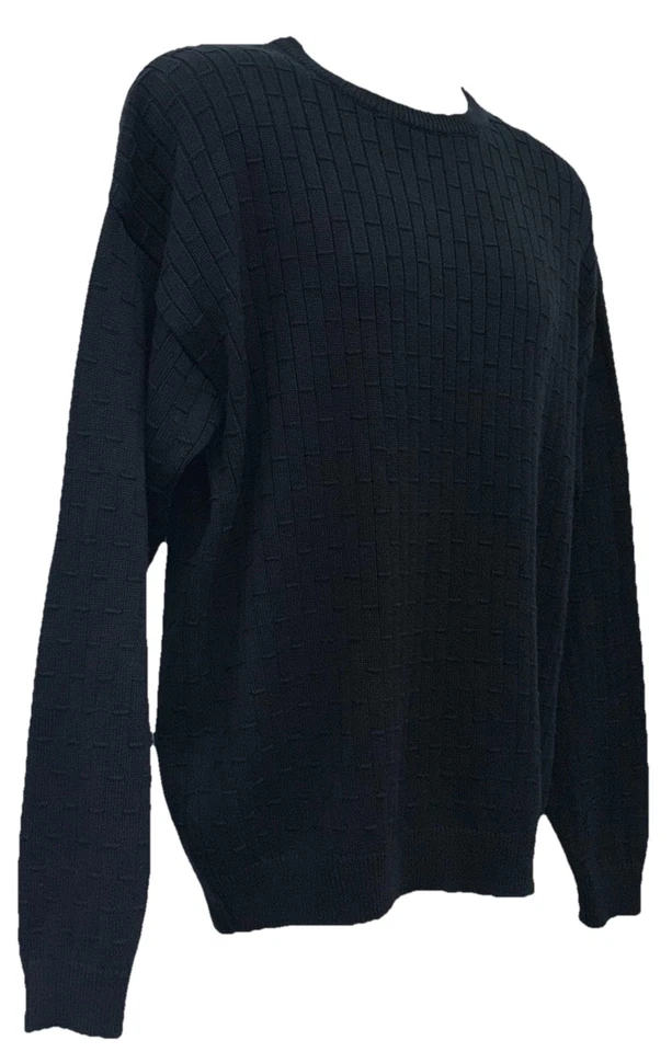 Suéter negro Crazy Horse By Claiborne para hombre talla L manga larga cuello redondo Foto 4 de 4