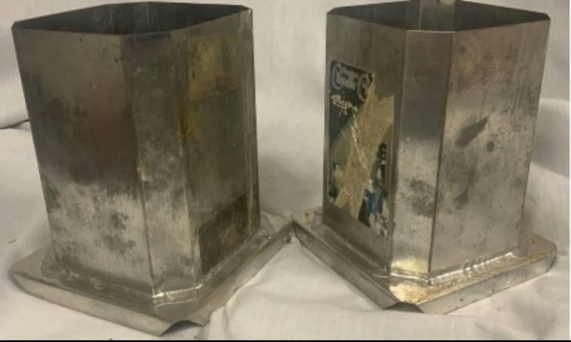2 Metal Square Angled Corner Candle Mold 3.5” x 4.5”