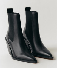 NEW MANGO MNG $150 BLACK LEATHER POINTED TOE ...