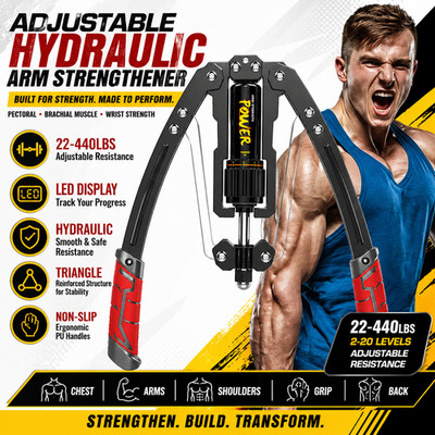 Elite Adjustable Arm Exerciser 22-440lbs Hydraulic Resistance LED Power Twister