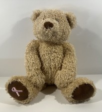 GUND 2005 Pink Ribbon Teddy Bear Cancer Awareness Plush Tan Fuzzy Stuffed Animal