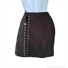 Boutique Black Lace Up Corset Punk Alternative Goth Pencil Skirt Large