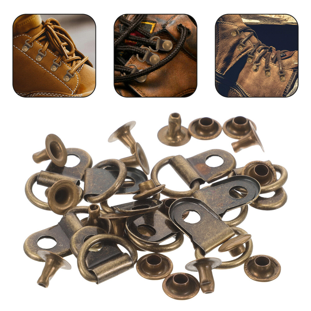 APL 20 Pezzi Ganci per Lacci in Metallo Ricambi Riparazione Stivali Rivetti Scarpe Fibbia