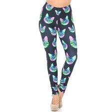 Reg One Size Junior Neon Cats Leggings by USA Fashion  , Creamy Soft Leggings