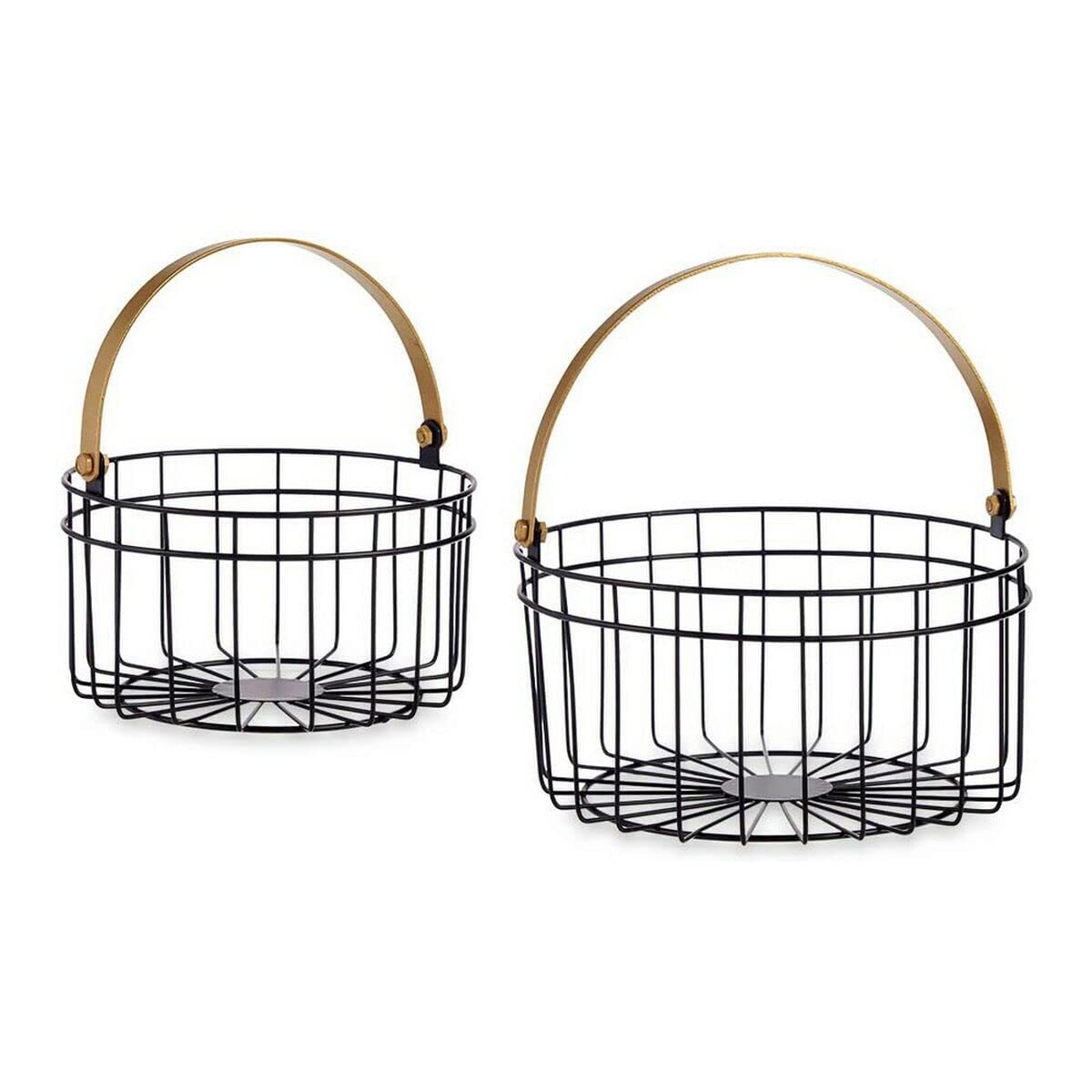 Basket Circular Black Golden Metal (2 Pcs) NUOVO