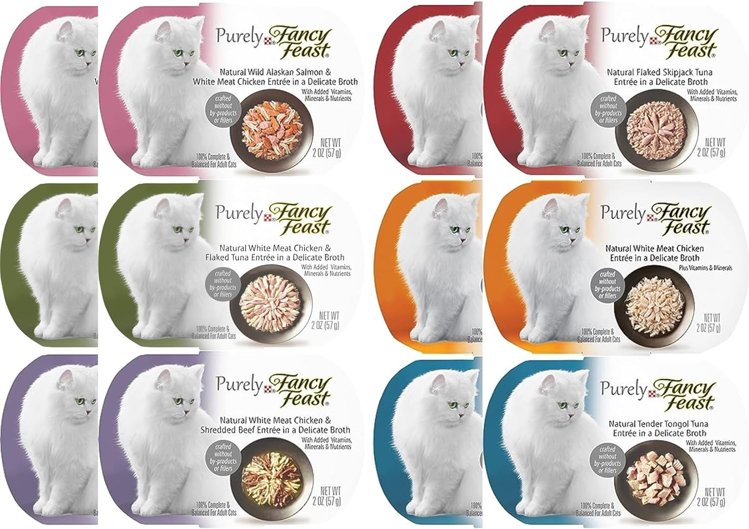 Purely Fancy Feast Natural Wet Cat Foods, Variety Pack, 6 Flavors, 2 Oz