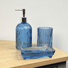 Blue Bathroom Sink Accessory Set Lotion Dispenser Soap Dish Holder Tumbler Cup