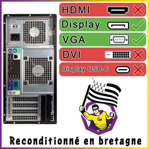 PC Dell Precision T1700 MT Intel I5-4570 RAM 8Go SSD 480Go W11 Wifi - Photo 5/5