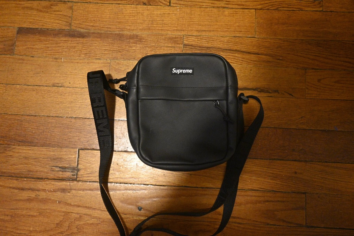 Supreme Leather Shoulder Bag Black FW23 | eBay