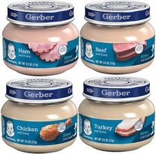 Gerber 2nd Foods Gravy Jars Variety Pack 3 Ham 3 Beef 3 Chicken 3 Turkey - 12 Ct