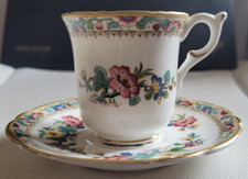 2 Pcs. CoalPort Bone China Ming Rose Teacup Saucer Flowers 2.5 " Cup Demitasse