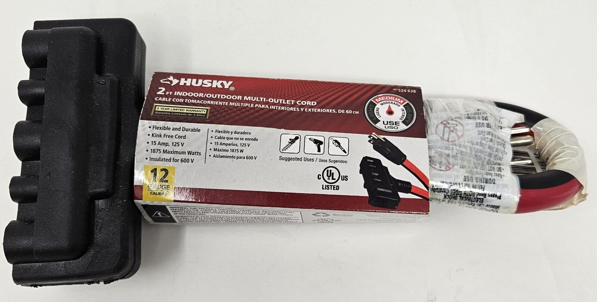 Husky 524 638 2ft Indoor/Outdoor Multi-Outlet Extension Cord 3