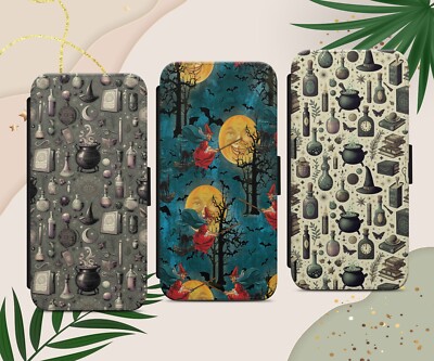 HEXE VOLLMOND MUSTER GOTH GELDBÖRSE FLIP HANDYHÜLLE FÜR IPHONE SAMSUNG PIXEL