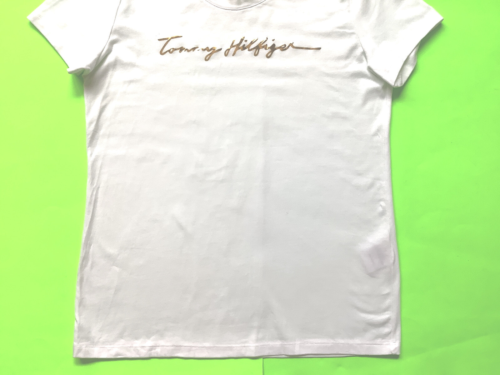 TOMMY HILFIGER Women’s Short Sleeve T-Shirt X-LARGE White w/Gold MSRP $49 NEW thumbnail 4