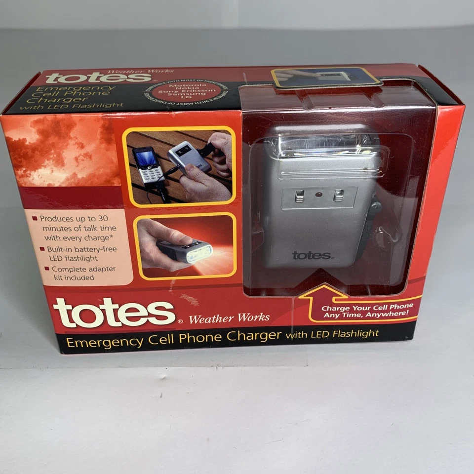 Cargador de teléfono celular de emergencia Totes Weather Works con kit adaptador de linterna LED Foto 2 de 4