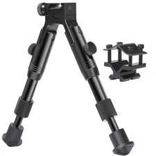 6 Inch Bipod Tactical Picatinny Rail With Barrel Clamp Mount Adapter For Hunting