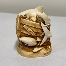 Harmony Kingdom Trinket Box "Tin Cat" Sharks Sunken Ship 1996