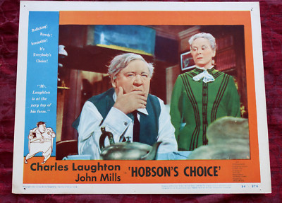 1954 CHARLES LAUGHTON Hobson's Choice Brenda de Banzie Orig Lobby Card Poster